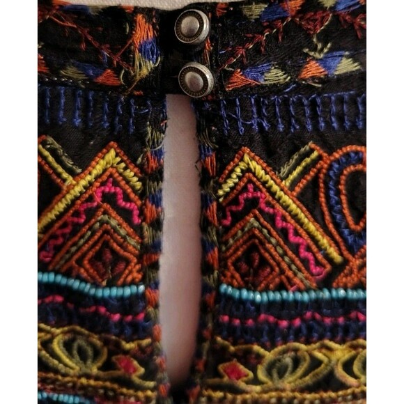 Anthropologie Top Size 2 Black Embroidered Cotton Keyhole Button Sleeveless - Picture 7 of 10